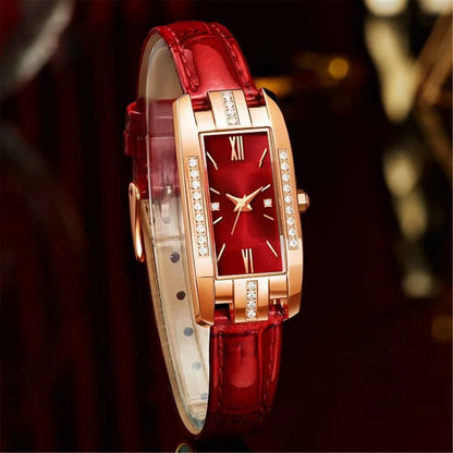 Reloj Mujer 2023 Fashion Rectangle Watch Women Red Watches Casual Leather Band Quartz Wristwatches Ladies Girls Best Gifts