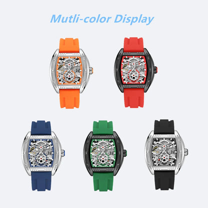 Reloj de pulsera MEGIR deportivo con movimiento mecánico para hombre, correa de silicona de lujo, reloj automático, reloj luminoso resistente al agua con esfera grande