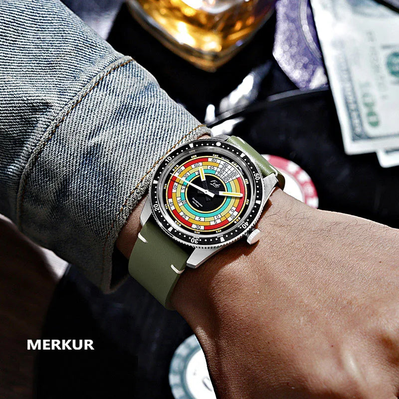 MERKUR relojes para hombre Retro 40mm reloj de lujo para hombre cuerda a mano reloj de pulsera mecánico C3 luminoso 50M impermeable K1 espejo moda Dia