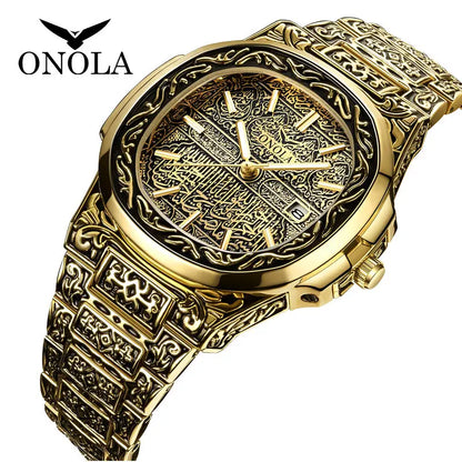 Relojes para hombre ONOLA, relojes de pulsera de cuarzo informales a la moda, reloj masculino, relojes de pulsera de cuero de lujo con calendario