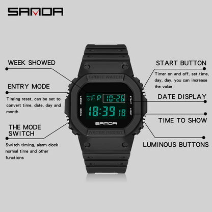 Fashion Sanda Brand Waterproof Luminous Digital Military Sports Wristwatch Men's Watches Relogio Masculino Relojes Para Hombre