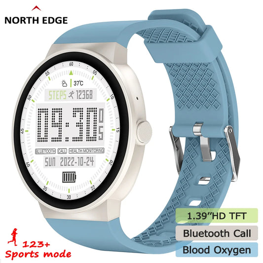 Reloj inteligente NORTH EDGE para hombres y mujeres, pantalla TFT HD de 1,39 pulgadas, modo deportivo 123+, llamada Bluetooth, oxígeno en sangre, reloj inteligente IP67