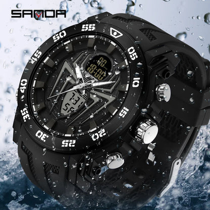 SANDA Men Military Watches Fashion Sport Watch Analog Electronic LED Wristwatches For Man Clock Relogio Masculino Waterproof 50M