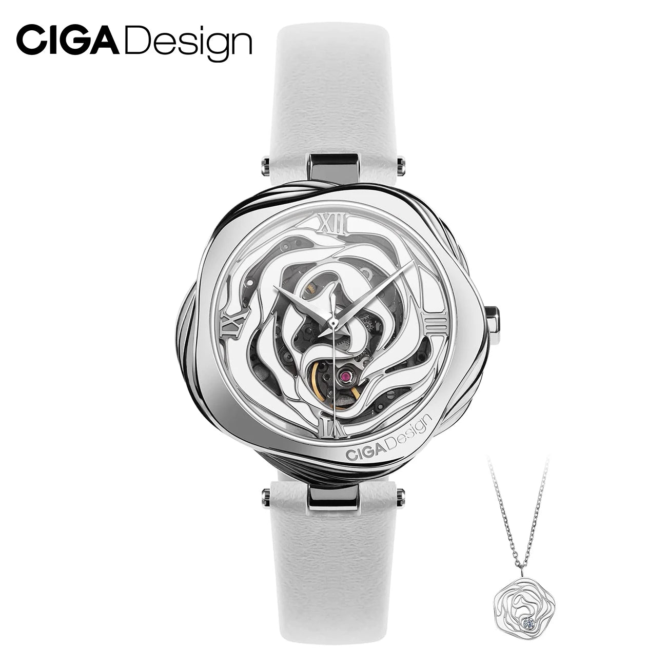 Reloj mecánico CIGA Design Denmark Rose para mujer, movimiento automático/reloj de pulsera de cuarzo japonés, reloj de pulsera de acero inoxidable