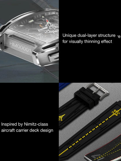 CIGA Design-reloj mecánico de titanio para hombre, Serie Z, movimiento automático, esqueleto con luz, pulsera, correa de silicona