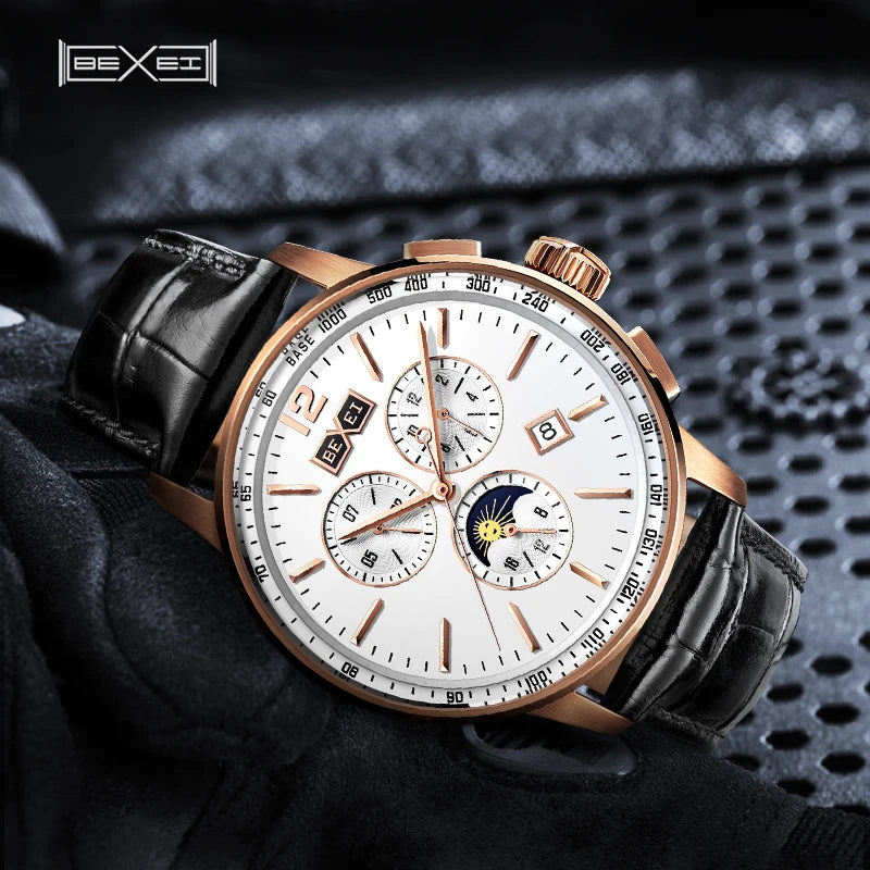 BEXEI 9059  Skeleton  fashion mechanical watch for men automatic movement  Luxury  synthetic sapphire waterproof   Reserve 45H