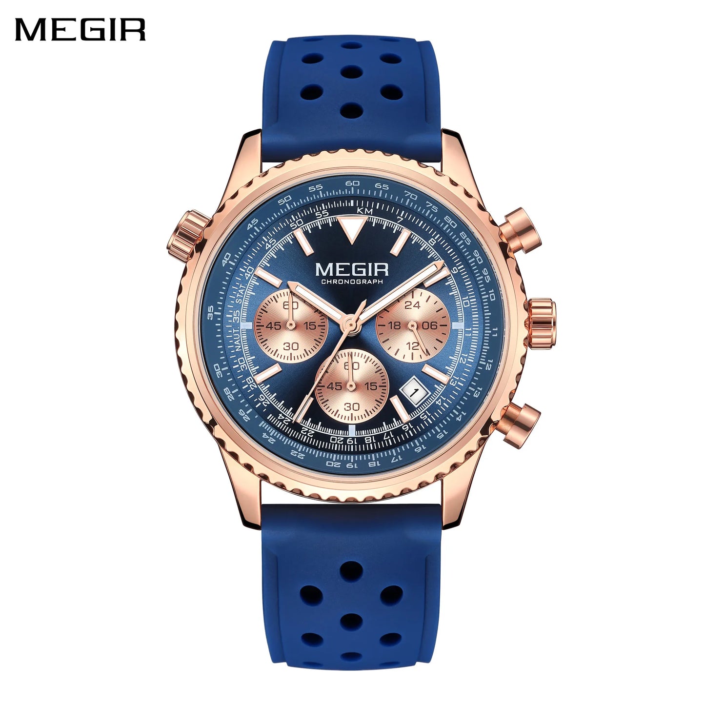 Relojes deportivos MEGIR para Hombre, Relojes de pulsera luminosos de cuarzo de silicona resistentes al agua de lujo de marca superior, Reloj de pulsera para Hombre