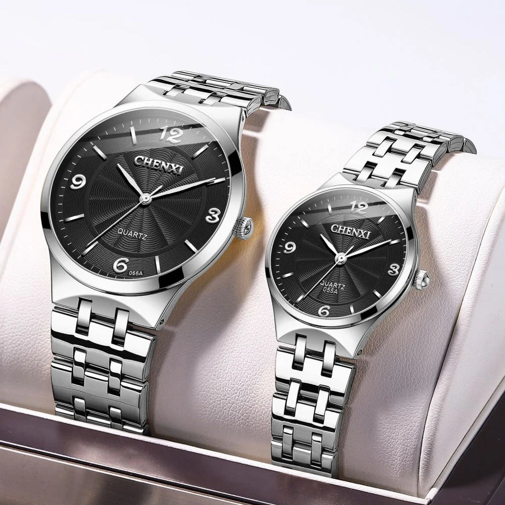 CHENXI Brand Original Luxury Famous Full Steel Couple Watches Lovers Quartz Clocks  Rose Gold Men Watch Women Wristwatch Relogio