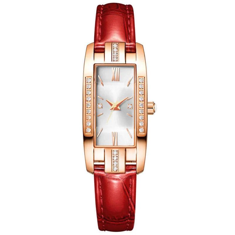 Reloj Mujer 2023 Fashion Rectangle Watch Women Red Watches Casual Leather Band Quartz Wristwatches Ladies Girls Best Gifts