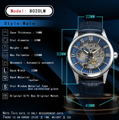 LONGLUX automatic mechanical watch blue watch skeleton watch men  men watches 2024 elegant watch men gift free shipping items