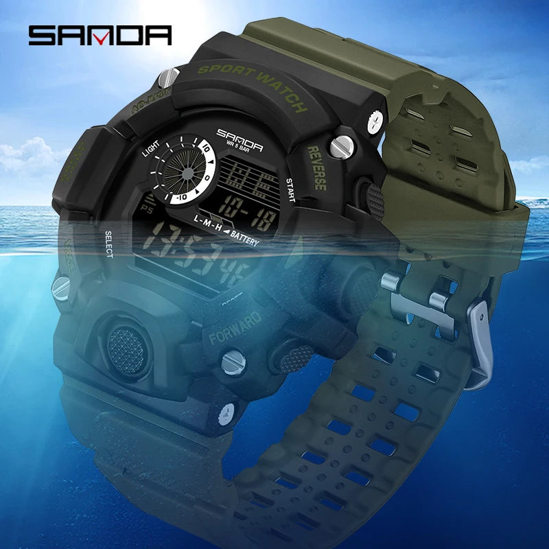 Reloj de pulsera luminoso militar resistente al agua 5atm electrónico Digital Led multifuncional para deportes al aire libre Sanda de la mejor marca a la moda para hombre