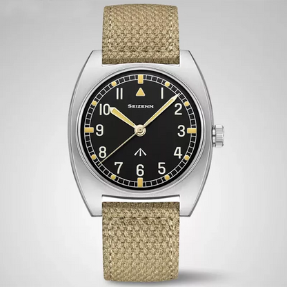 Reloj Merkur W10 Vintage, reloj de campo militar británico, relojes mecánicos de cuerda a mano para hombre, caja luminosa de acero teñido de 38mm