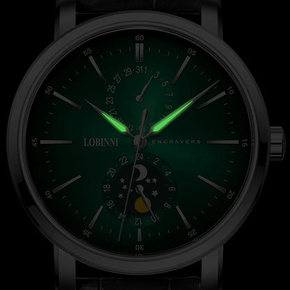 LOBINNI Men Luxury Watch 42mm Fashion Watches Quartz Wristwatch 30M Waterproof Luminous Sapphire Date 24 Hours