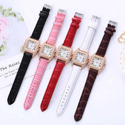 Reloj cuadrado de lujo para mujer, elegante reloj de pulsera de cuarzo con diamantes para mujer, reloj de pulsera informal de negocios, regalo para mujer