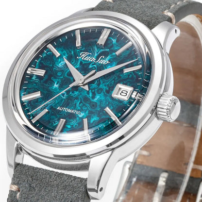 HUASUO High-end Luxury 39mm Handmade Lacquer Dail Watch For Men Automatic Mechanical Movement NH35 Wristwatches 5Bar Waterproof