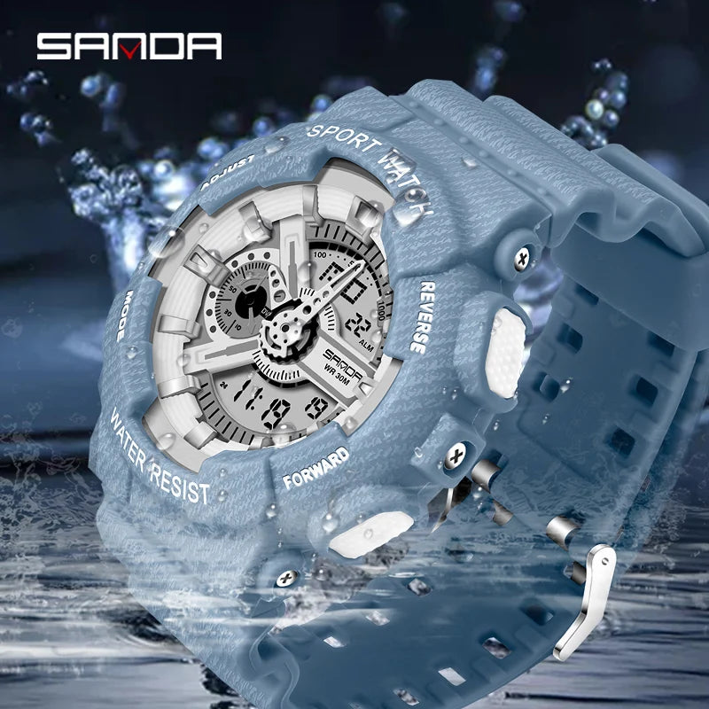 SANDA Fashion Lovers Men Women Watches Sports Military Quartz watches Men Waterproof S Shock Clock relogio masculino 299