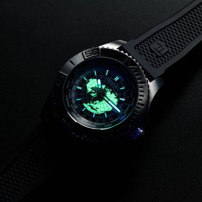 OBLVLO-relojes automáticos para hombre, reloj de pulsera mecánico de buceo de 43,5 MM, hora mundial luminosa, fecha luminosa de zafiro resistente al agua hasta 100M