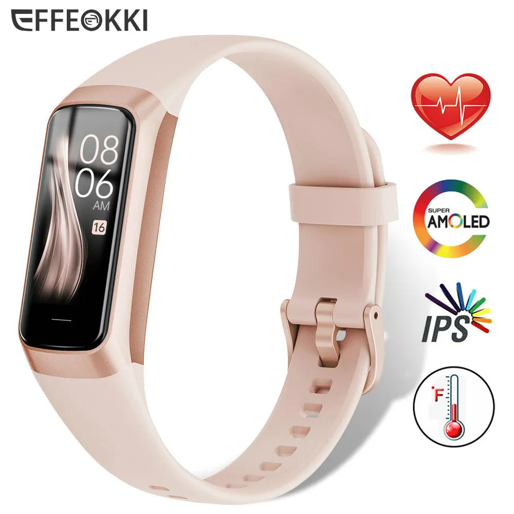 Amoled Smart Watch Smartwatch Band Women Heart Rate Blood Waterproof Connected Smart Bracelet Sport Fitness Tracker