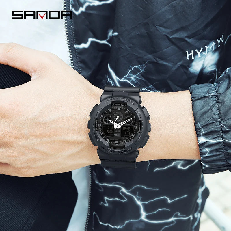 Fashion Sanda Top Brand Digital Watch Men Sport Watches Electronic Led Male Wrist For Clock Outdoor Waterproof Wristwatch 3110