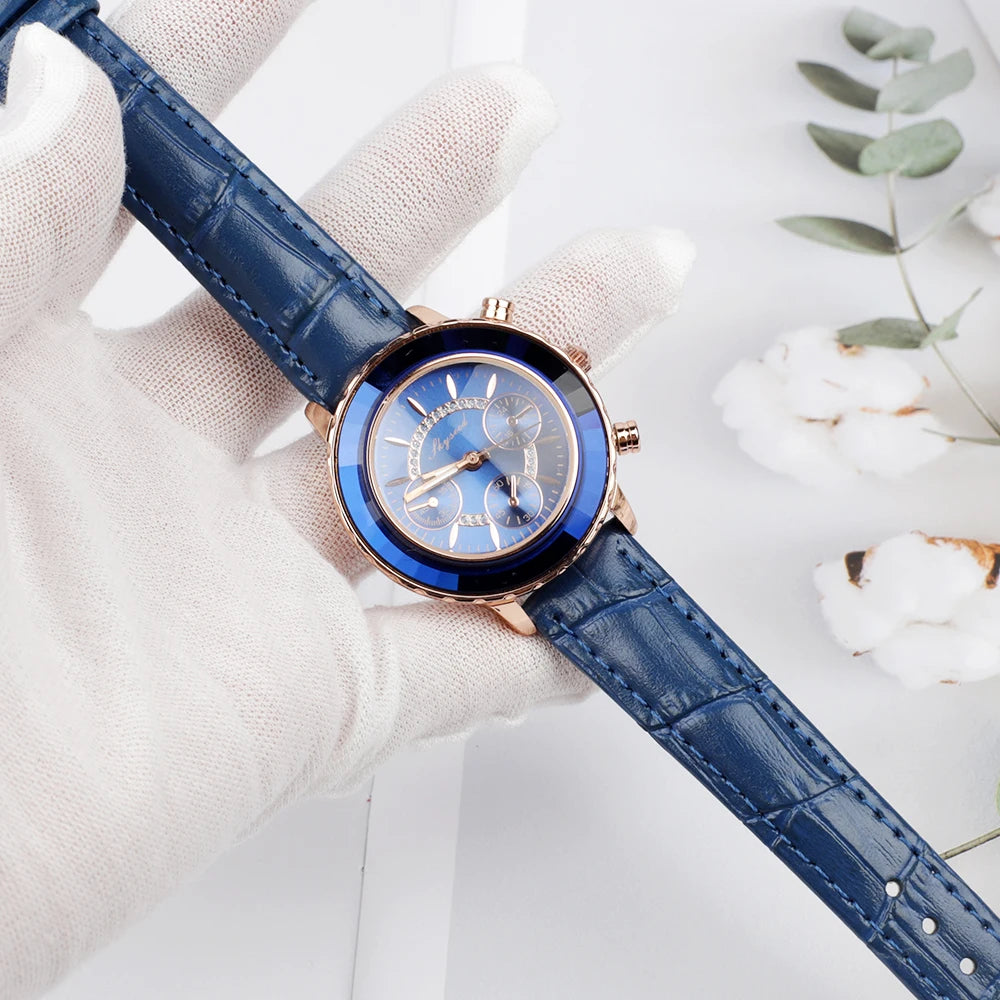 Blue Watch Women Watches Ladies Fashion Genuine Leather Women's Bracelet Watches Brand Wristwatch Female Casual Quartz Clock