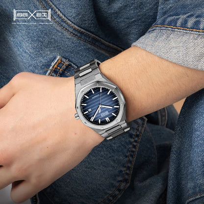 BEXEI 9093 Automatic mechanical watch for man synthetic sapphire Gradient dial Classic octagonal design waterproof  Reserve 80H