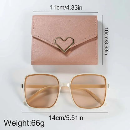 3PCS Set Women Casual Leather Watches Quartz Wristwatches & Ladies Heart Bow Wallet Glasses Sunglasses Clock Montre Femme