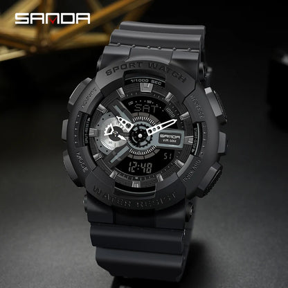 Fashion Sanda Top Brand Digital Watch Men Sport Watches Electronic Led Male Wrist For Clock Outdoor Waterproof Wristwatch 3110