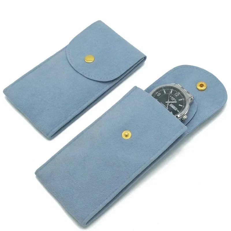 Wholesale Top Velvet Snap Watch Flannel Bag Packaging Bag Ring Bracelet Gift Bag Travel Storage Case for Men Women Watch Lovers