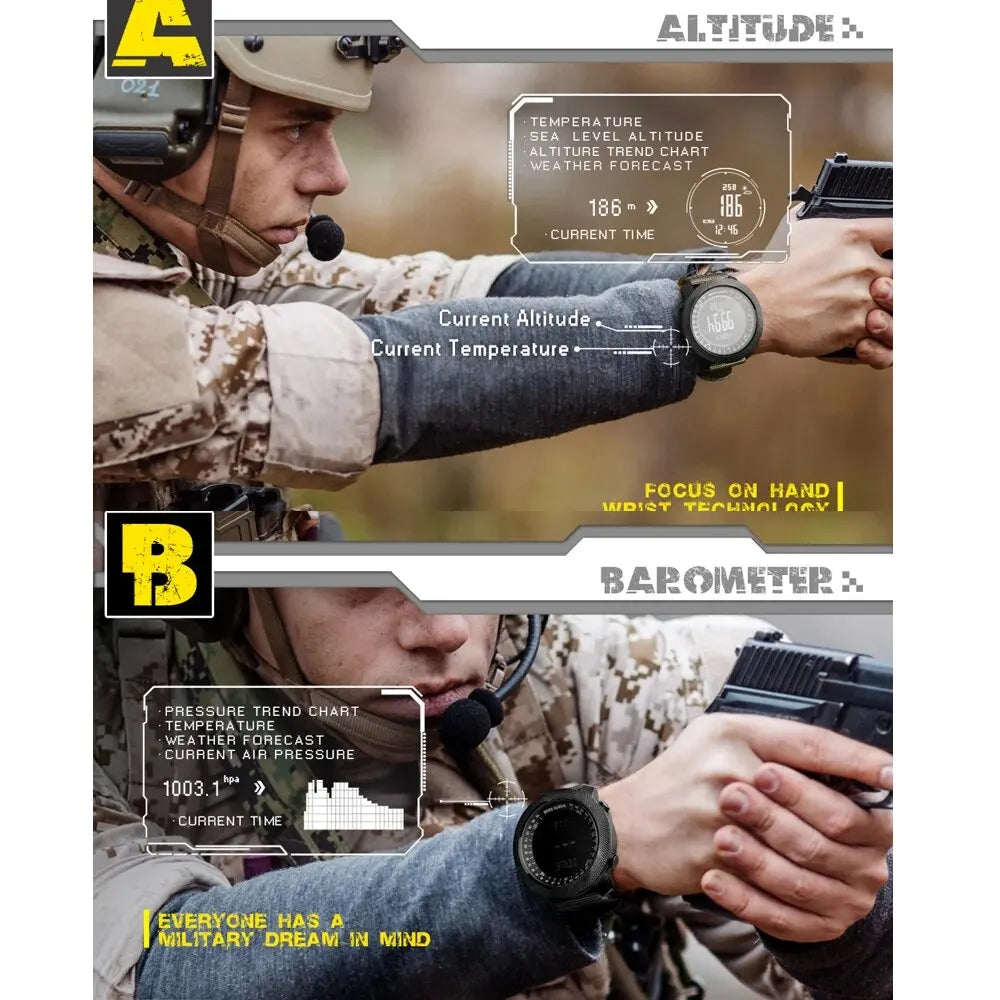 NORTH EDGE Reloj Digital deportivo para hombre, horas para correr, nadar, relojes militares del ejército, altímetro, barómetro, brújula, resistente al agua hasta 50m