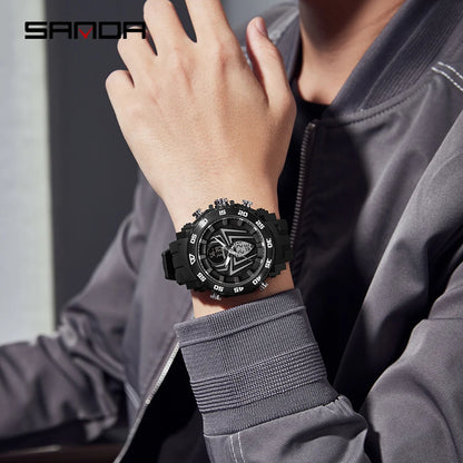 SANDA Men Military Watches Fashion Sport Watch Analog Electronic LED Wristwatches For Man Clock Relogio Masculino Waterproof 50M
