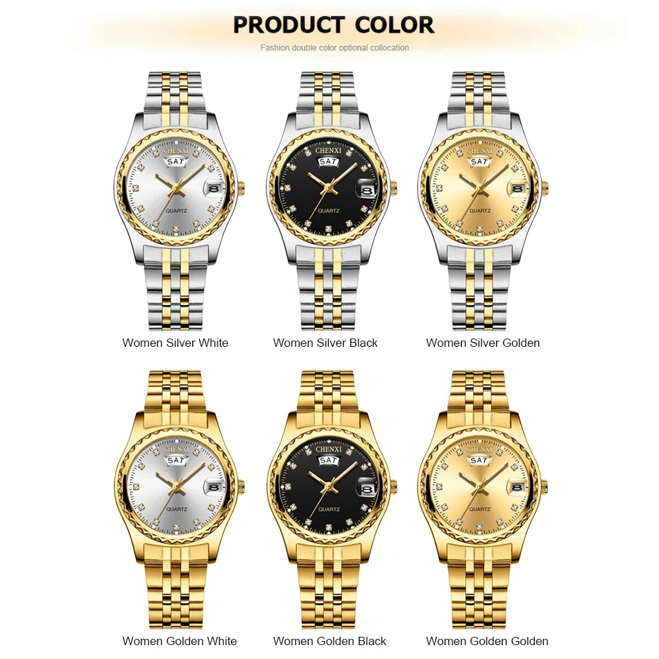 2023 CHENXI New Gold Watches Women Dress Watch Fashion Ladies Rhinestone Quartz Watches Female WristWatch Clock Relogio Feminin