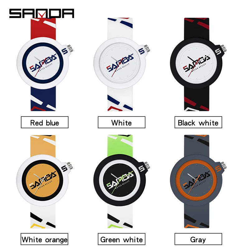 Fashion Sanda Top Brand New Men's Or Ladies Unisex Watch 50m Waterproof Silicone Strap Casual Quartz Sports Mens Womenes