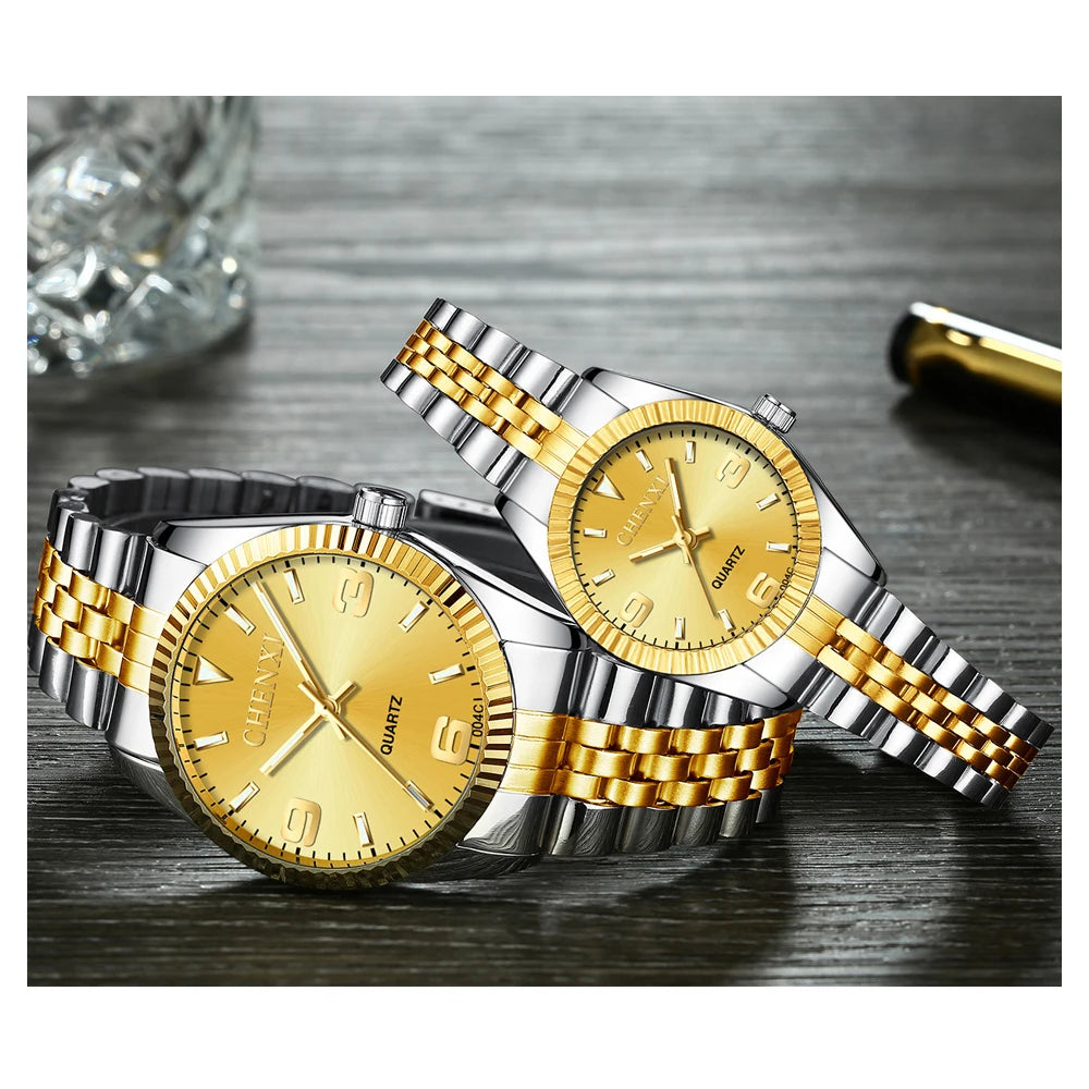 CHENXI, reloj de marca superior, relojes de cuarzo para mujer y hombre, relojes de pulsera de ocio de moda de cuarzo con esfera Simple para amantes, reloj femenino