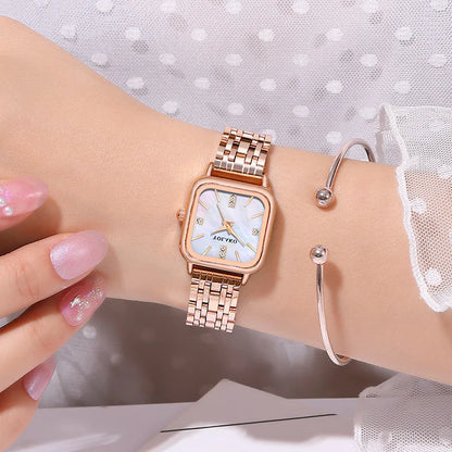 2023 New Fashion Women Luxury Watches Ladies Stainless Steel Wrist Quartz Watch For Women Square Bracelet Watch Relogio Feminino