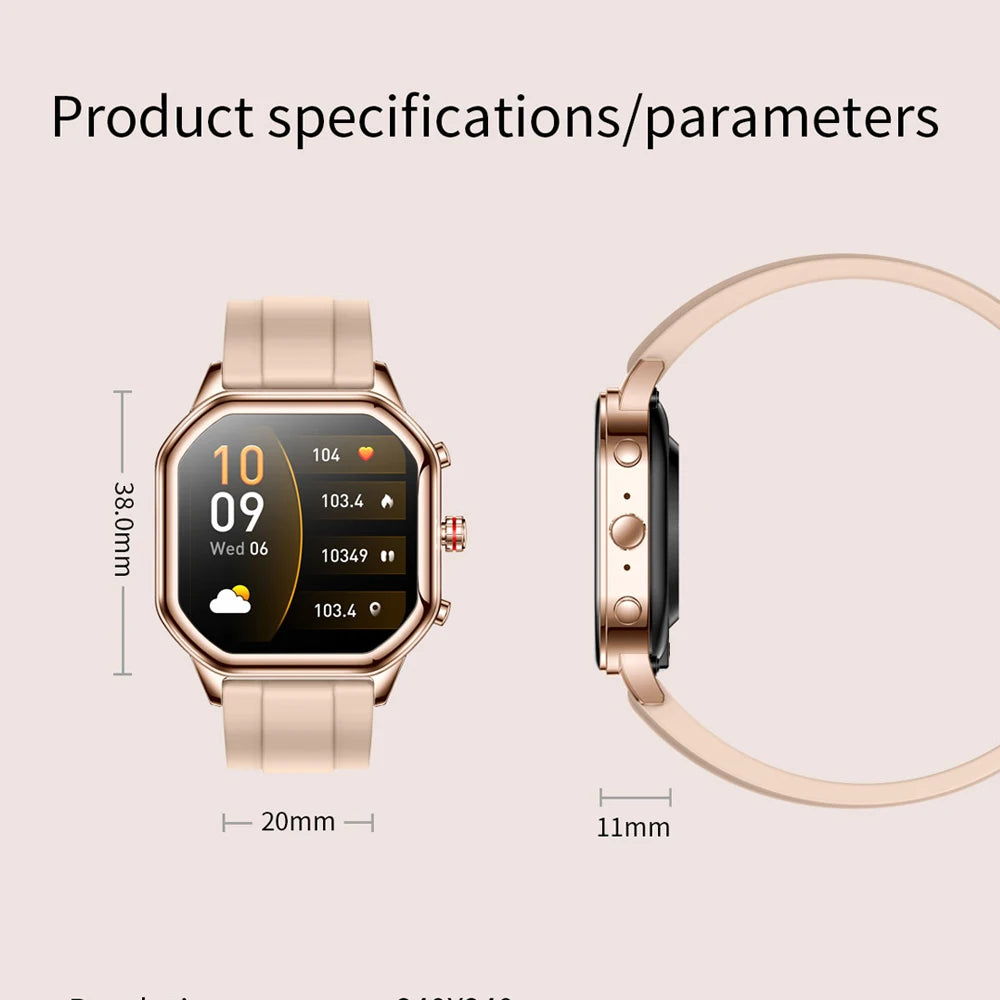 2024 nueva moda mujer reloj inteligente Bluetooth llamada pantalla completa táctil relojes impermeables señoras Monitor de ritmo cardíaco reloj inteligente + regalo