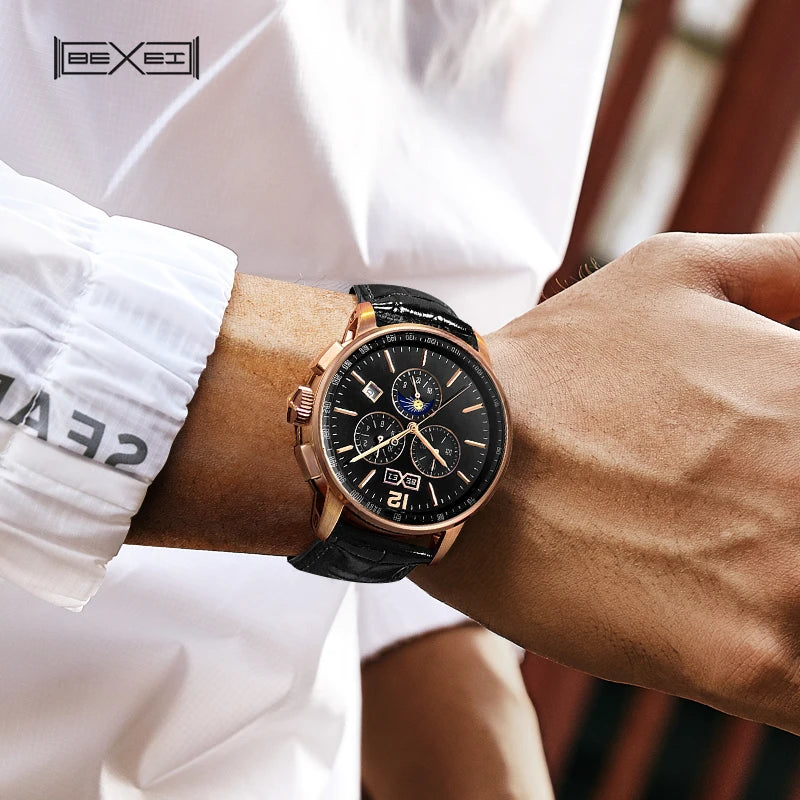 BEXEI 9059  Skeleton  fashion mechanical watch for men automatic movement  Luxury  synthetic sapphire waterproof   Reserve 45H