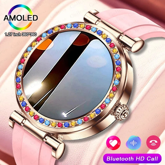 Reloj inteligente con llamada Bluetooth para mujer, pulsera deportiva con pantalla HD de 360x360, rastreador deportivo de ritmo cardíaco, moda, novedad de 2024