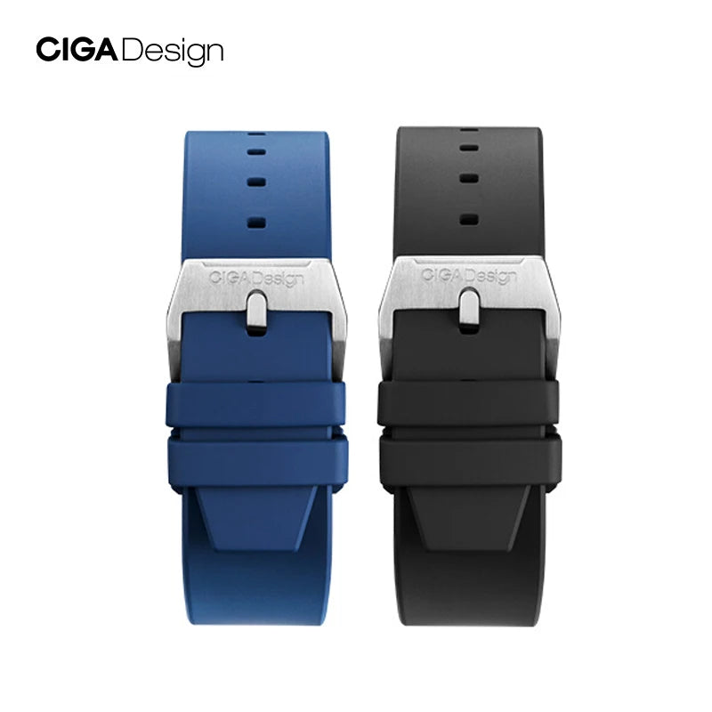 CIGA Design Fluororubber-Correa de reloj de 22mm, correas de reloj originales de liberación rápida, pulseras con hebilla de acero 316L lavables e impermeables