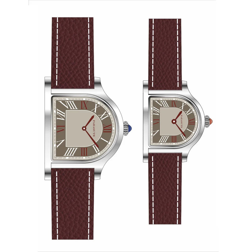 Reloj de pareja FARASUTE, reloj de pulsera de cuarzo de lujo para hombre, relojes para mujer, caja única Irregular con forma de espejo de zafiro, índices romanos