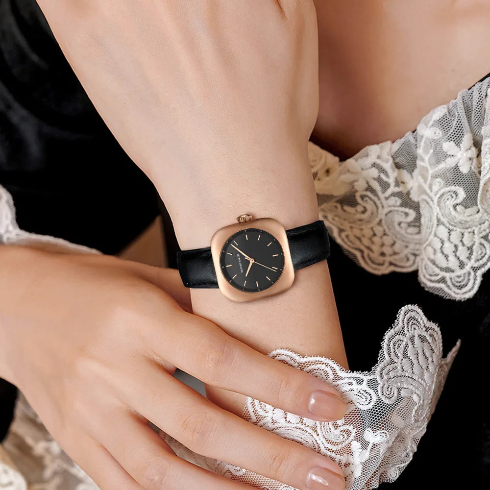 Relojes HANNAH MARTIN para Mujer movimiento japonés nueva tendencia moda esfera cuadrada correa de cuero de cuarzo Reloj de Mujer Reloj de Mujer