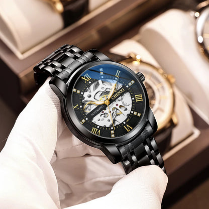 CHENXI, nuevos relojes para hombre, Tourbillon esqueleto, reloj mecánico automático para hombre, reloj de pulsera clásico de acero inoxidable resistente al agua