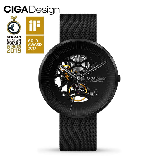 Reloj mecánico automático CIGA Design MY Series, reloj de pulsera con esqueleto de acero inoxidable para hombre, reloj de pulsera a la moda para hombre, 2 correas