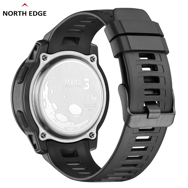 NORTH EDGE Mars 3-reloj militar para hombre, carcasa Digital de fibra de carbono para hombre, resistente al agua hasta 50M, relojes deportivos, reloj de pulsera LED de hora mundial