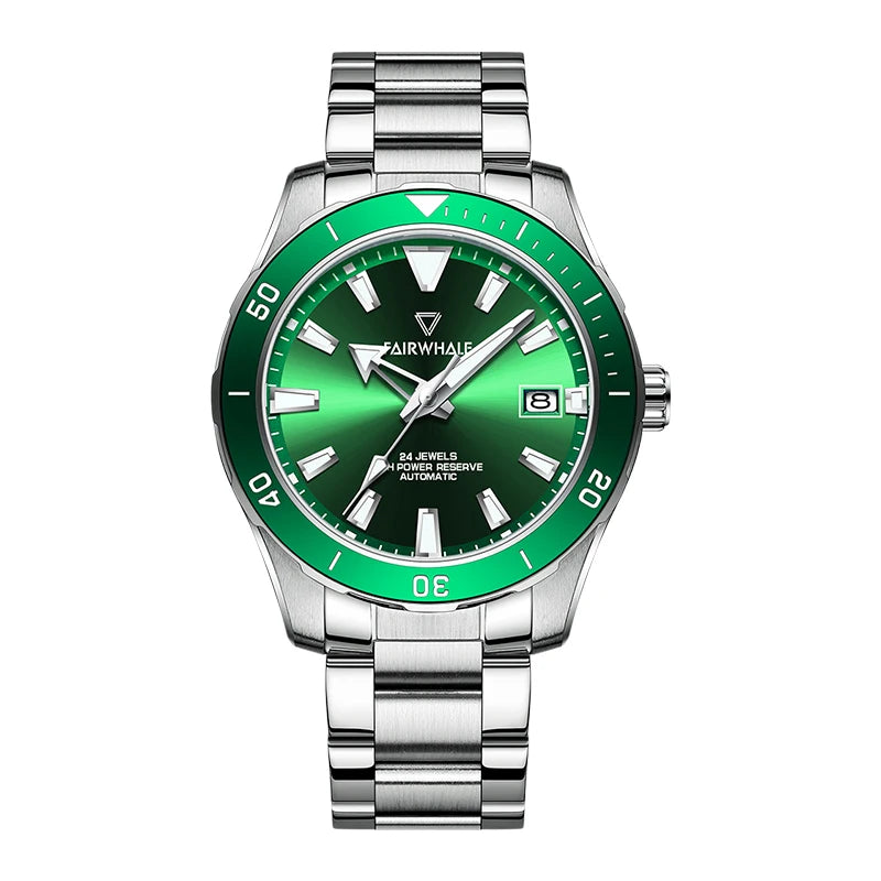 Reloj Automático Mark Fairwhale para hombre, relojes de lujo de 43mm, reloj de pulsera mecánico con 24 joyas, bisel de cerámica luminoso resistente al agua 10ATM