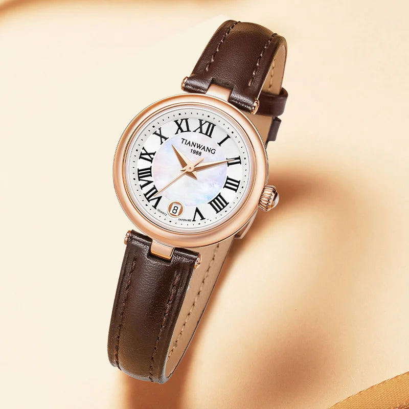 TIAN WANG Watch For Women Vintage Watches 26mm Dial Roman Numerals Retro Quartz Wristwatches ladies Wrist For Her/Birthday Gifts