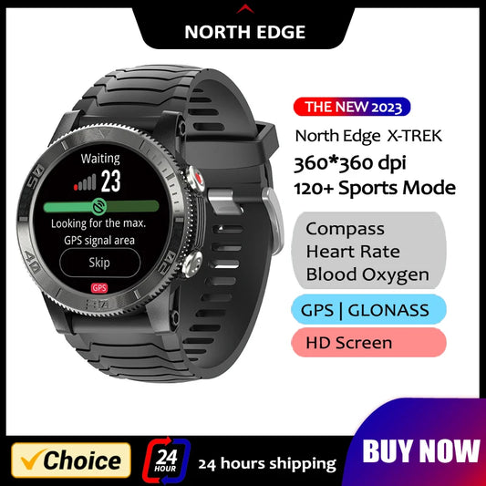 NORTH EDGE X-TREK reloj inteligente deportivo para hombre GPS 360*360dpi ritmo cardíaco SpO2 VO2max estrés 120 modo deportivo reloj inteligente para Android IOS