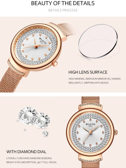 WLISTH Women  Quartz  Watch Fashion Accessories Stainless Steel Strap Waterproof Luminous Wristwatches Watches Original Casual S