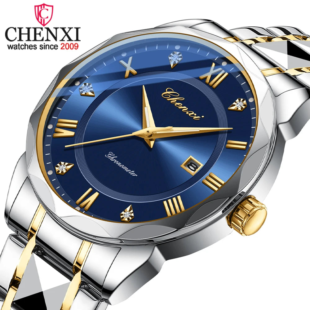 CHENXI-Reloj de pulsera para hombre, de acero inoxidable, de alta calidad, de lujo, resistente al agua, luminoso, con fecha y semana, novedad de 2024