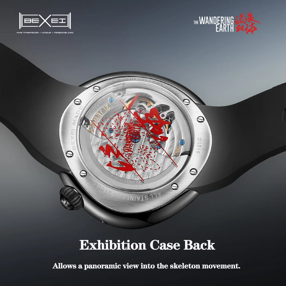 BEXEI 9161 Automatic mechanical watch for men Goose Egg Case Turquoise dial coated crystal luminous waterproof business watch.