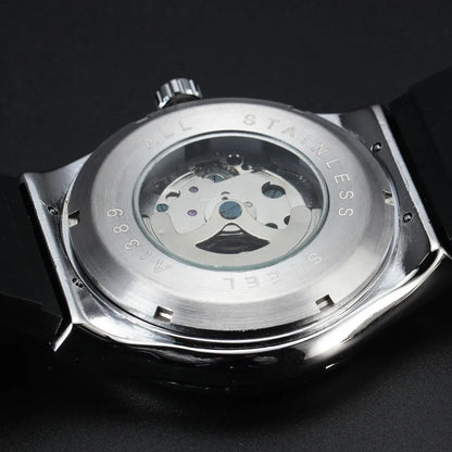 Fashion Forsining Top Brand Luxury Men's Casual Hollow Frame Fully Silicon Automatic Skeleton Mechanical Wrist Watches